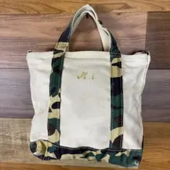 L.L.Bean エルエルビーン 迷彩柄 コットンキャンバス トートバッグ 古着のサムネイル