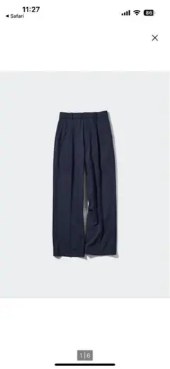 UNIQLO タックワイドパンツ M ピンストライプネイビー