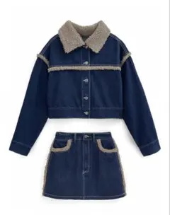 ボアデニムジャケットメミニスカートセットアップ