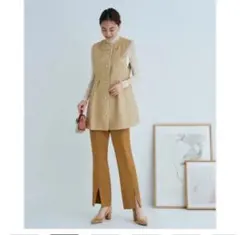 カラーツイードジレ＆スリムストレートパンツセットアップ　M