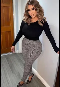 cheb様専用⭐️Fashion nova❤️ハイウエスト❤️ストレッチチェックパンツ