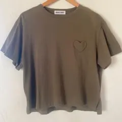 MUVEIL WORK ハートパッチ Tシャツ カーキ サイズ38 ミュベールのサムネイル