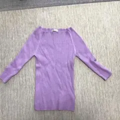 FRAY I.D トップス 　五分袖リブニット　ラベンダー