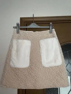 LILY BROWN エコファー　キルティング　ビジュースカート　ベージュ