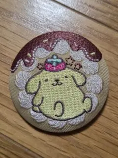 ポムポムプリン 缶バッジ 刺繍 おまけつき