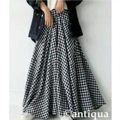 アンティカ antiqua ギンガム柄フレアスカート ロング チェック
