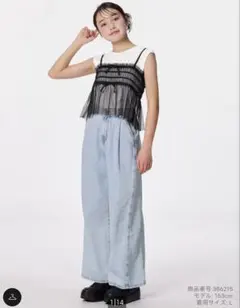 GU GIRLSライトデニムサイドラインパンツJR L (160) ライトグレー