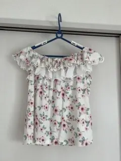 フリルオフショルダー 花柄 トップス L