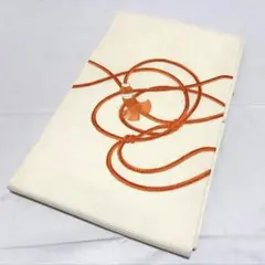 A 夏物 刺繍の組紐模様 白地 絽 紗 薄物 正絹 太鼓柄 名古屋帯 O347のサムネイル