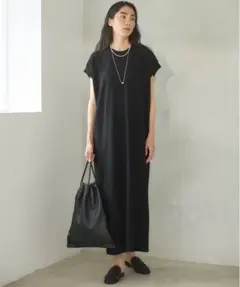 ビアズリー ストレッチジョーゼットフレンチワンピ ブラック1 新品タグ