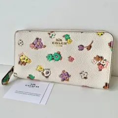 【COACH】コーチ　長財布　ラウンドファスナー　フローラル　花柄　アイボリーのサムネイル