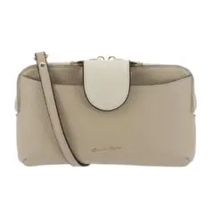 【美品】SALON de RUBAN お財布ショルダー ライトグレーxホワイト