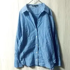 ZARA ザラ ストライプ 長袖シャツ USA XS 水色 オーバーサイズ
