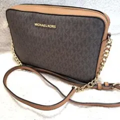 【美品】MICHAEL KORS チェーン ショルダーバッグ ブラウン/ベージュ