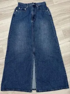 FOUNDGOODデニムロングスカート インディゴブルー