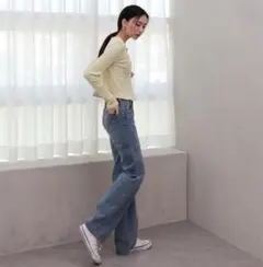 バイムニール　by muni:r ハイウエストゴムロングワイドパンツ