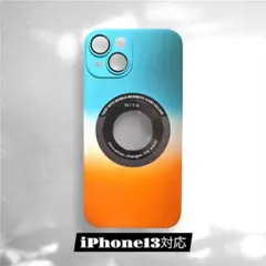 iphone13 PCケース　ブルー+オレンジ　MagSafe対応
