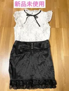 新品未使用★フリル袖リボン付きタイトドレス L M