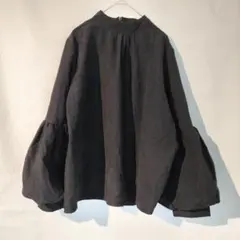fifth ボリュームスリーブブラウス M ブラック スタンドカラー