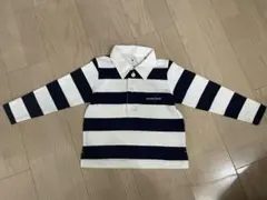 mont-bell ネイビーとホワイトのストライプ ポロシャツ 100cm