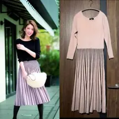 大人気✨　定価24,200円　ジャスグリッティー　配色プリーツニットワンピース