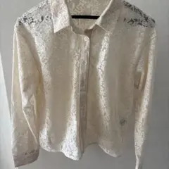 GU レース長袖シャツ S アイボリー