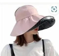 新品　つば広ハット　帽子レディース　小さくなるポケッタブル　【ピンク】