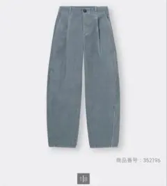 【新品】コーデュロイバレルレッグパンツ GU 丈標準 L 64 BULE ブルー