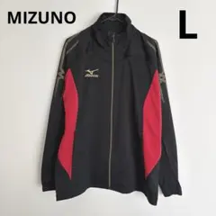 ミズノ ムーヴウォームアップシャツ トレーニングジャージ 黒 赤　L スポーツ