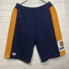 90s Wilson メンズ ハーフパンツXLネイビー イエロー　ヒットユニオンのサムネイル