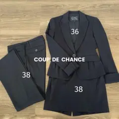 〈クリーニング済〉クードシャンス　スーツ　スリーピース　36／38 ブラック