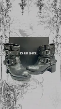 DIESEL 黒 エンジニアブーツ バックル付き　24cmのサムネイル