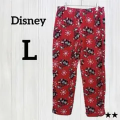 ★Disney【L】ディズニー ミッキー＆ミニー 総柄 ルームウェア フリース