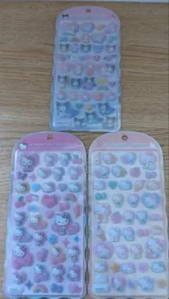 正規品　コットンパフィーシール　ハローキティ×2　クロミ・マイメロディ× 1