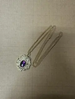 平成レトロ パープル ペンダント ネックレス 金メッキ セボンスター 90
