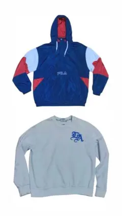 2点まとめ売り FILA ナイロンジャケット LA刺繍 スウェット トレーナー