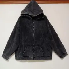 ビンテージ加工ジップパーカー新品未使用hoodieトップスy2kブラックXL