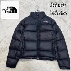 ノースフェイス ダウンジャケット 海外限定 ロゴ刺繍 ブラック メンズ XS
