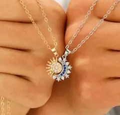 金属アレルギー 2セット✨ サージカルステンレス 太陽と月✨くっつくネックレス