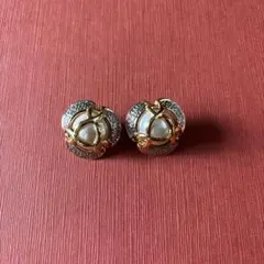 ゴールドシルバー花形✳︎フェイクパール✳︎クリップイヤリング