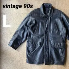 ビンテージ90s【ラムレザー・カーコート】黒