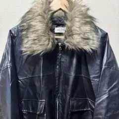 フェイクレザー ダブルジップ ファージャケット