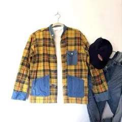 チェック長袖シャツＬ　go slow caravan/bel ritmoキャンプ