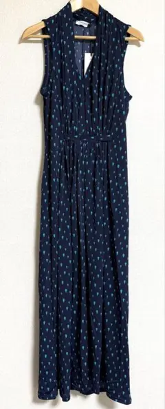 新品 EGERIE ノースリーブ ロング ドロップ柄 ワンピース