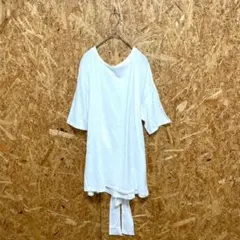COLLAGE 半袖Tシャツ 無地 リボン シンプル 綿100% ホワイト Fのサムネイル