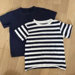 無印良品 半袖Tシャツ 120 2枚セット ネイビー ボーダー