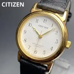 美品 CITIZEN FREE WAY QZ 電池交換済 革ベルト新品 腕時計
