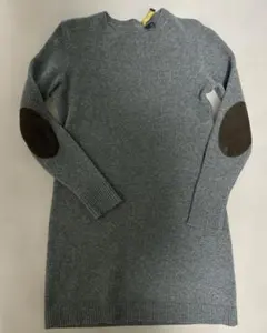 ラルフローレン　グレー　カシミヤ　ニット　ワンピース　エルボーパッチ