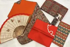 【美品】茶道具 お点前セット 6点　数寄屋袋・袱紗・扇子・懐紙入れ他　入門　中古のサムネイル