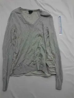 ■セオリー theory Vネック長袖ニット ライトグレー系 S レディース